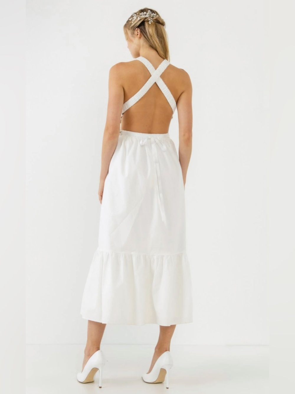 NEW ENGLISH FACTORY ELASTIC DETAIL SLEEVELESS DRESS SMALL